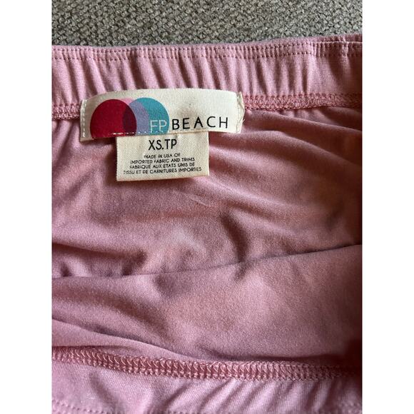Free People FP Beach Womens Ruched Daphne Pull-on Midi Skirt Pink Size XS - Picture 8 of 8